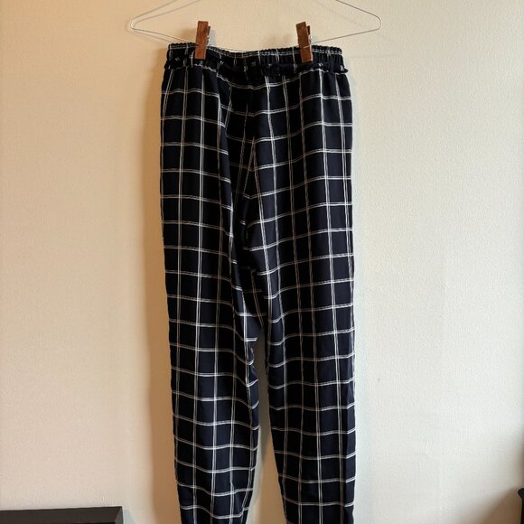 Mango | Navy Blue Windowpane Trousers - Picture 2 of 3